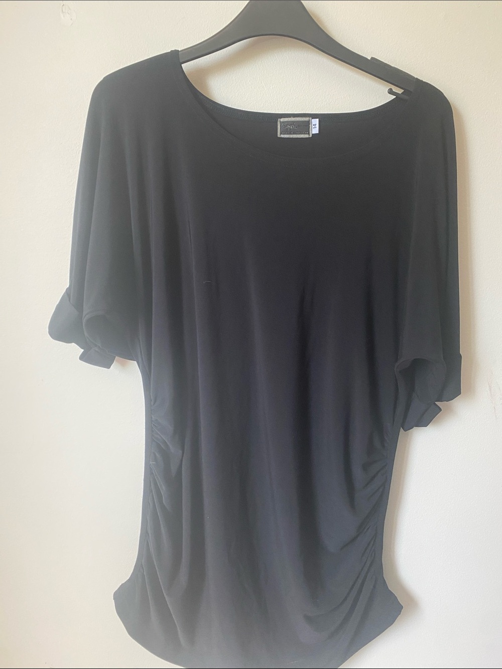 Sympli Black Short Sleeve Draped Knit Tee